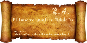 Miloszavlyevits Abbás névjegykártya